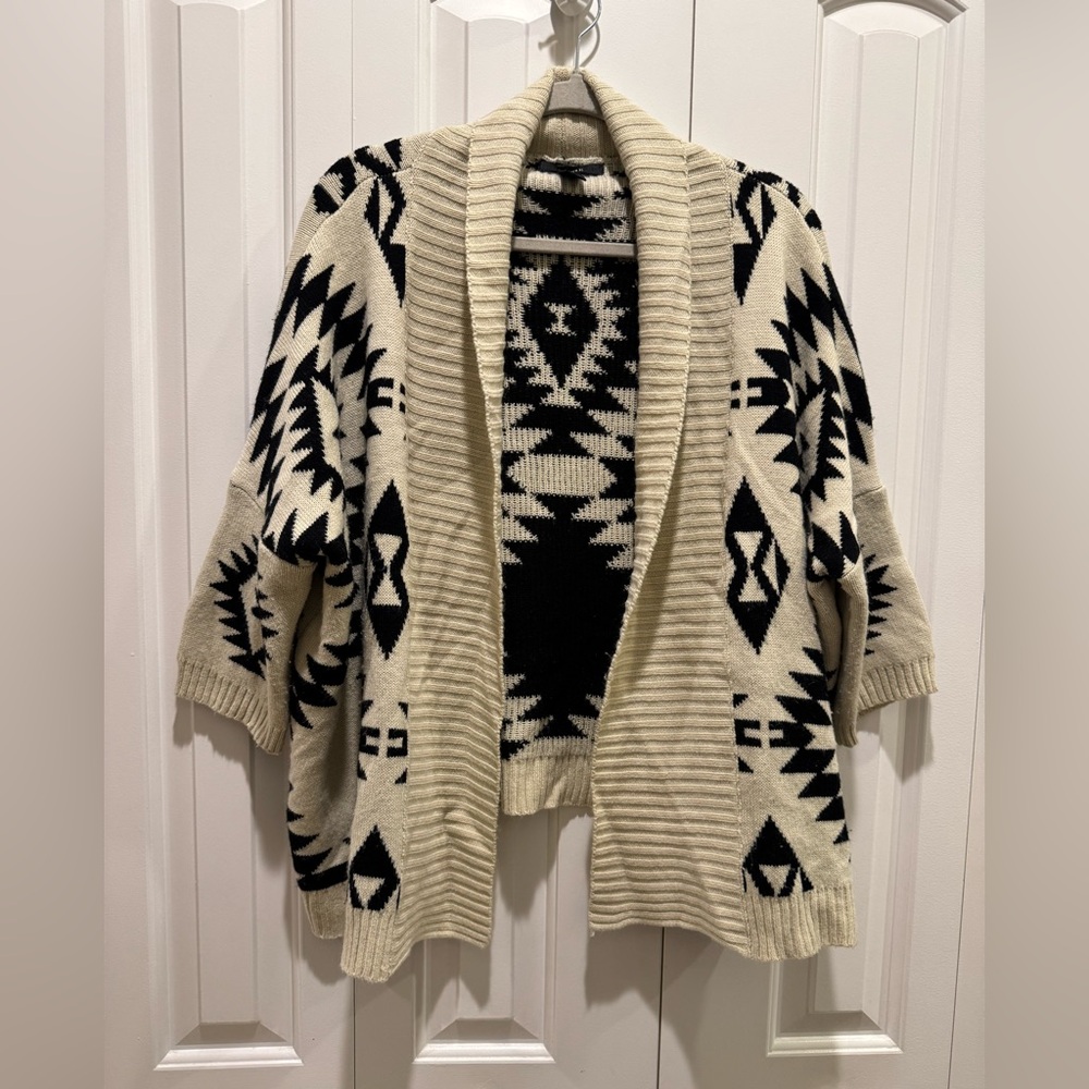 Forever 21 open oversized cardigan Sm boxy chunky knit geometric dolman sleeve